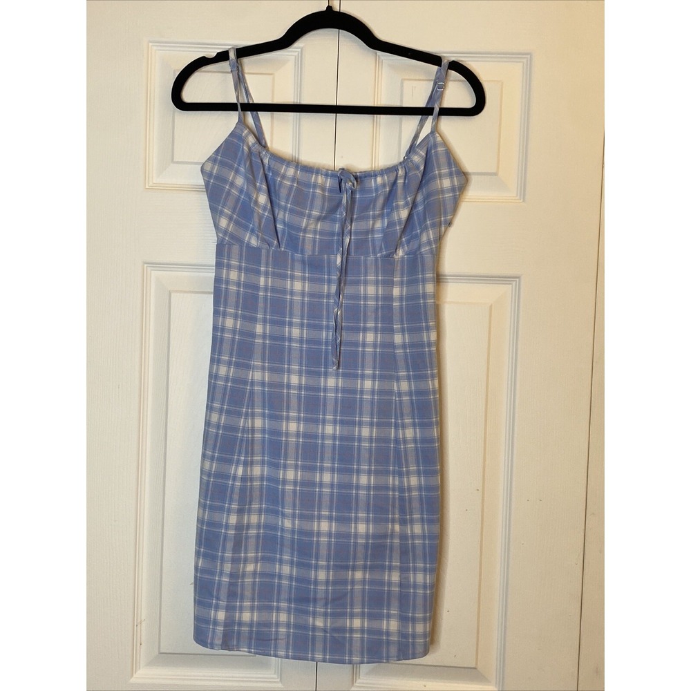 brandy melville blue plaid dress John Galt Babydoll One size New Preppy Y2K Mini Gingham dress